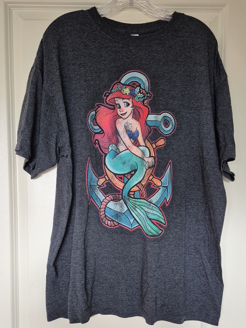 Disney Gray T‑Shirt with Ariel Mermaid Graphic